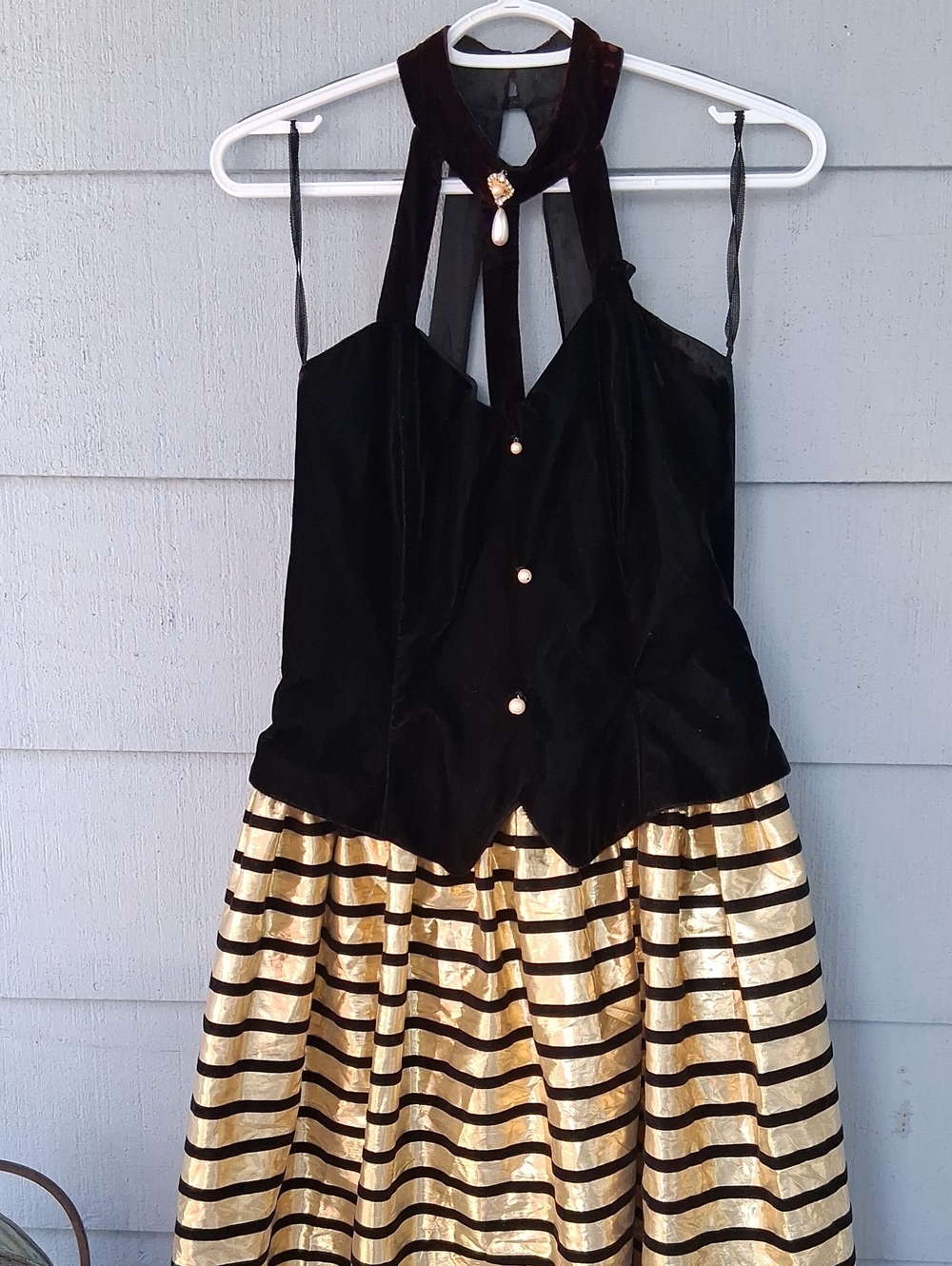 Gunne Sax Black And Gold Dress 1980's